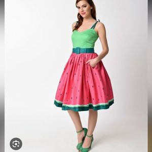 Collectif Retro Style Watermelon Jade
Sleeveless Swing Dress
